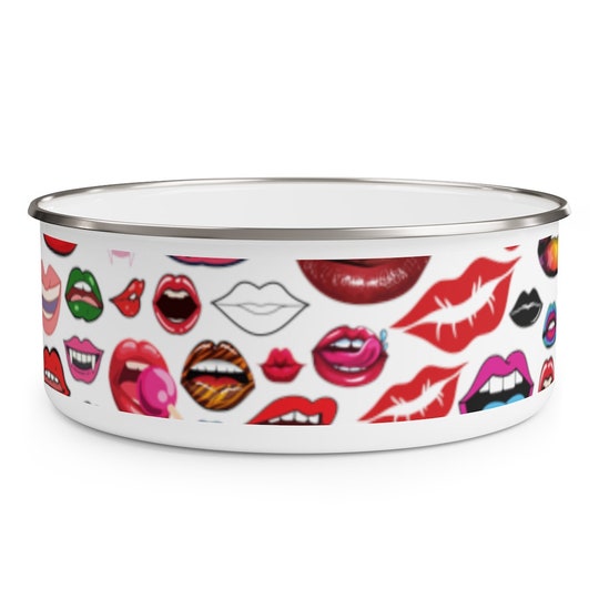 KISS MOUTH LIPS Rhps Inspired Enamel Bowl