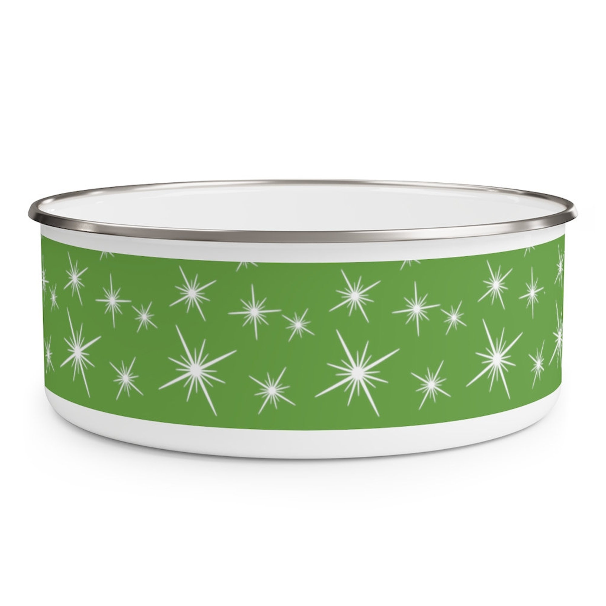 OLIVE GREEN PYREX Inspired Enamel Bowl