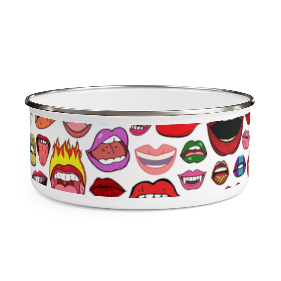 KISS MOUTH LIPS Rhps Inspired Enamel Bowl