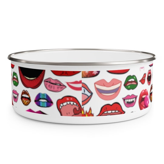 KISS MOUTH LIPS Rhps Inspired Enamel Bowl