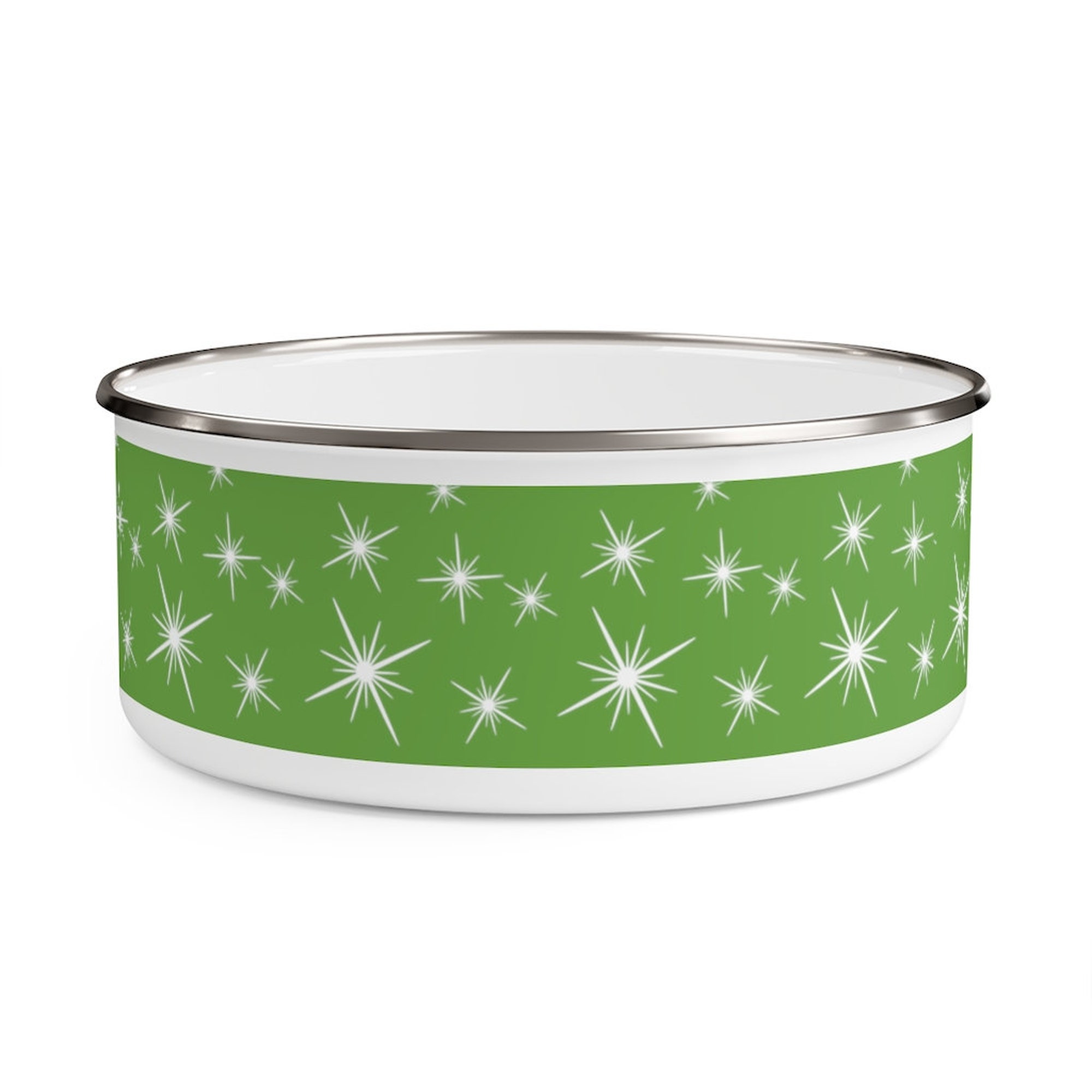 OLIVE GREEN PYREX Inspired Enamel Bowl