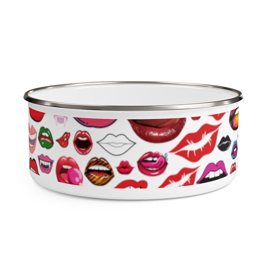 KISS MOUTH LIPS Rhps Inspired Enamel Bowl