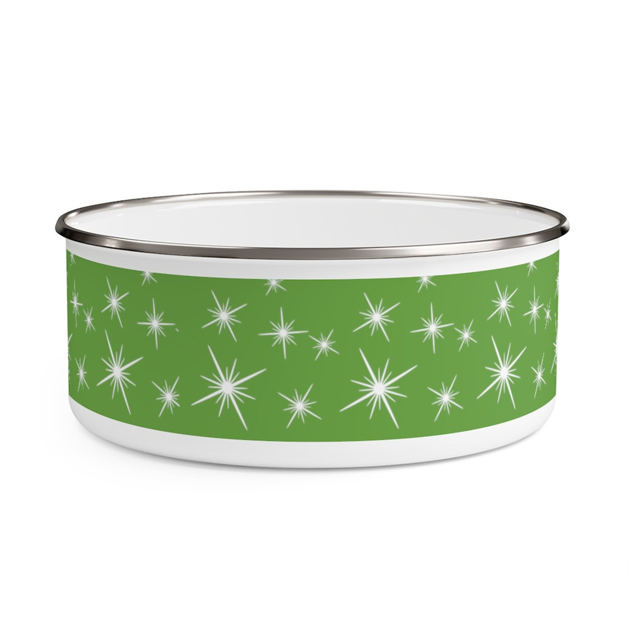 OLIVE GREEN PYREX Inspired Enamel Bowl