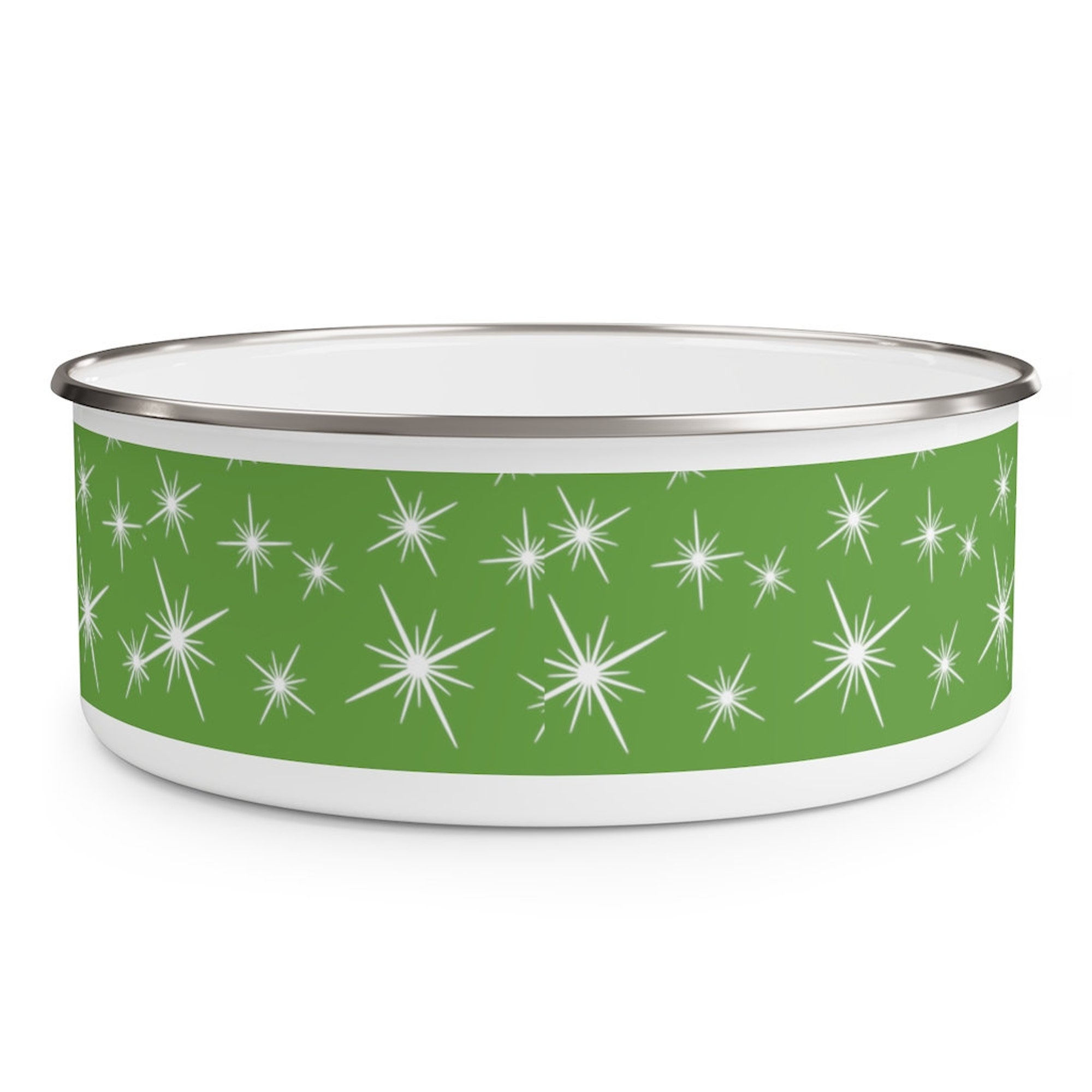 OLIVE GREEN PYREX Inspired Enamel Bowl