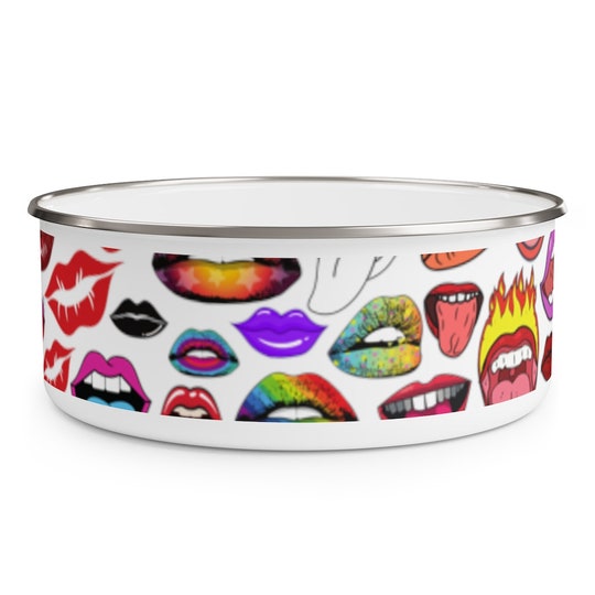 KISS MOUTH LIPS Rhps Inspired Enamel Bowl