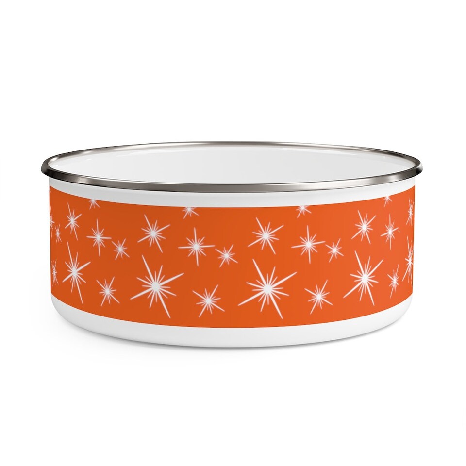 Discover GOLDEN ORANGE PYREX Inspired Enamel Bowl