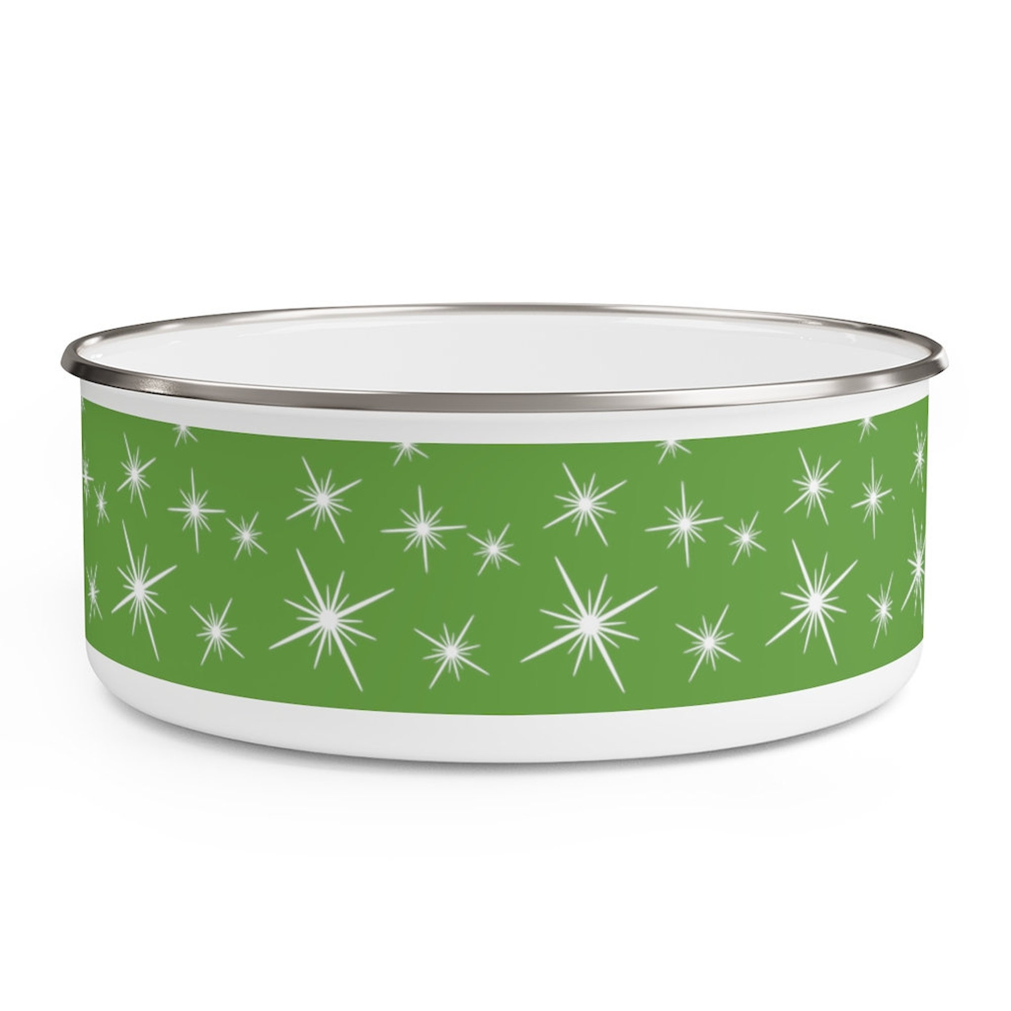 OLIVE GREEN PYREX Inspired Enamel Bowl