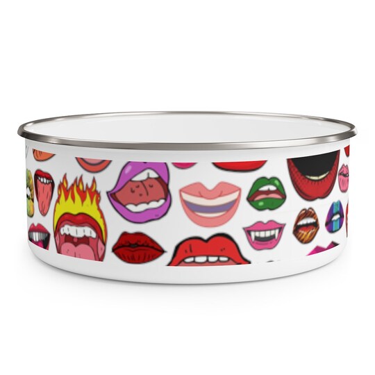 KISS MOUTH LIPS Rhps Inspired Enamel Bowl