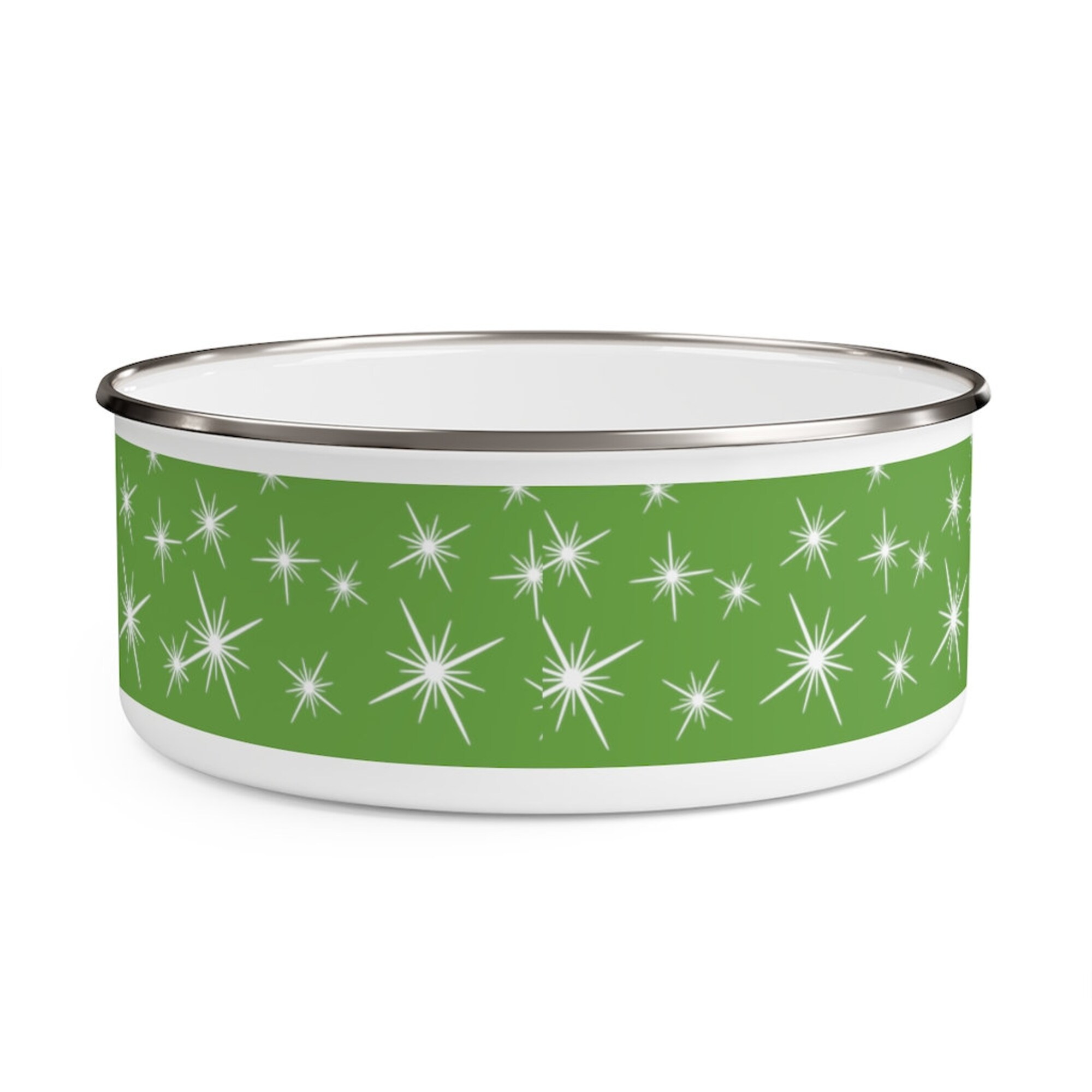 OLIVE GREEN PYREX Inspired Enamel Bowl