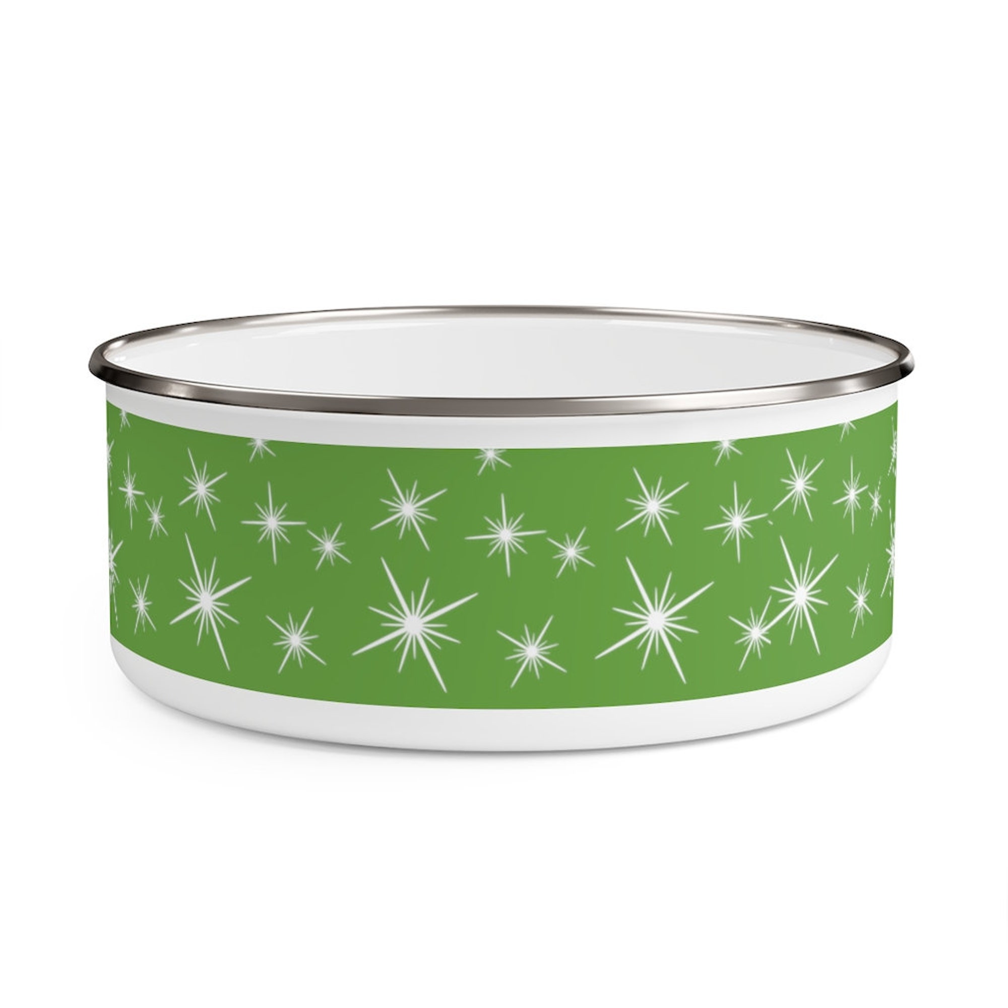 OLIVE GREEN PYREX Inspired Enamel Bowl