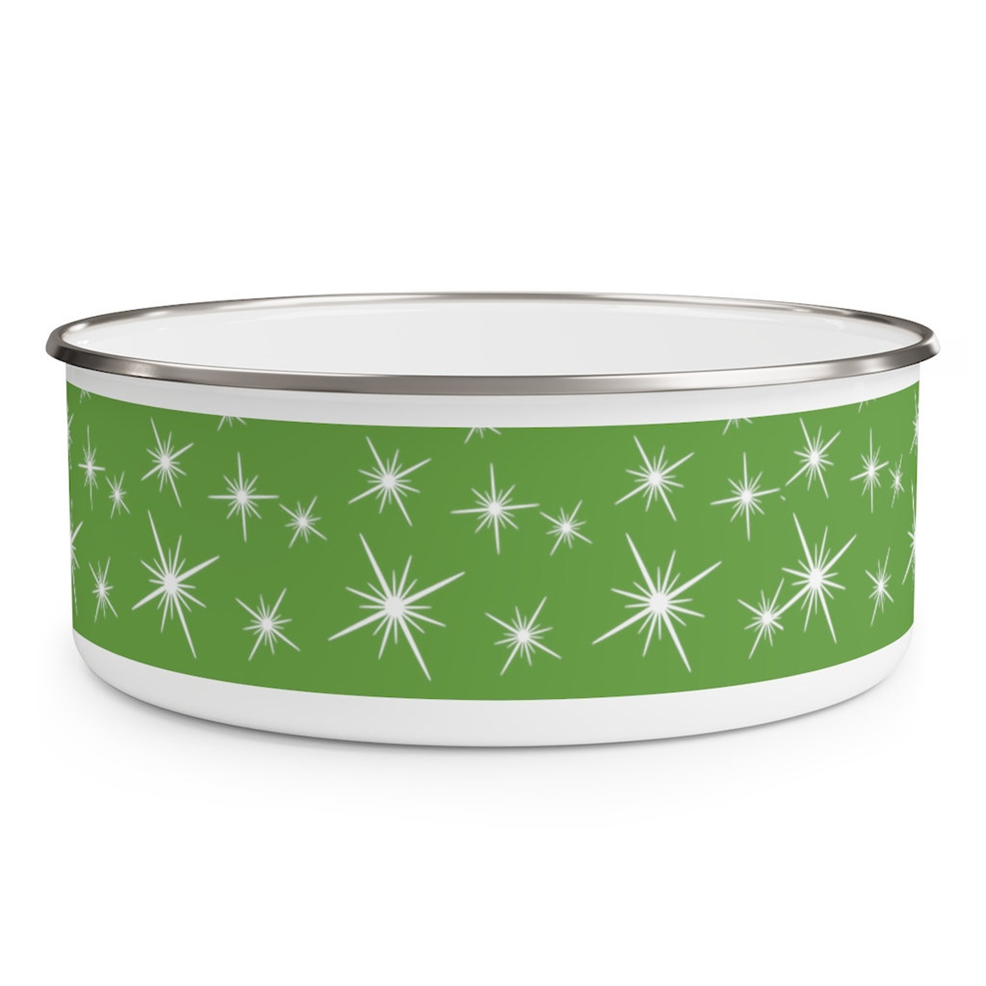 OLIVE GREEN PYREX Inspired Enamel Bowl