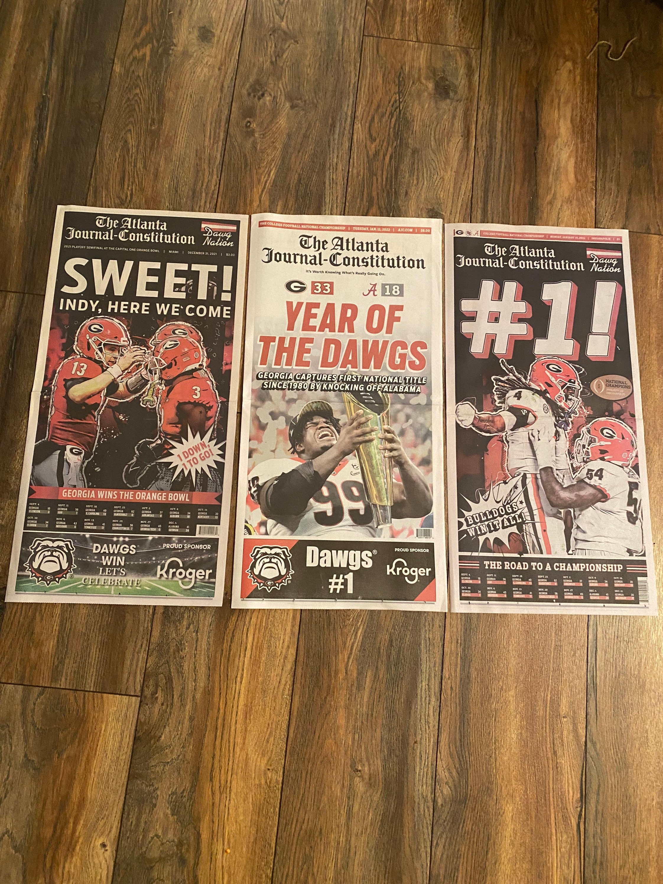 Georgia Bulldogs Football National Champions And SEC Champs Limited Edition AJC Limited Edition Newspaper’s. 3 Pack. Perfect For Framing.