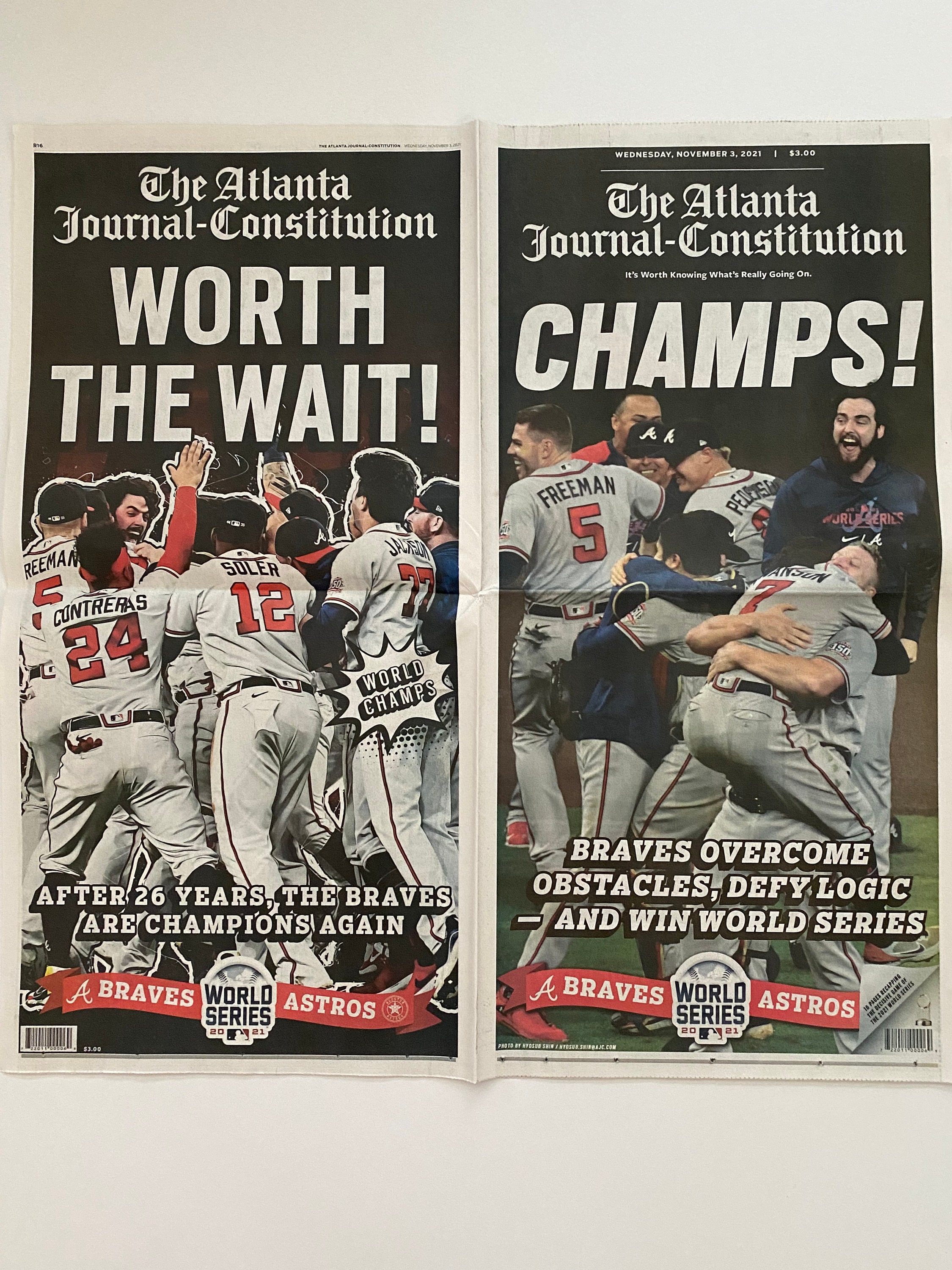 Atlanta Braves AJC World Series Limited Edition Newspaper Original  Wednesday Edition. Full 16 Pages. Will Ship Out Next Day. Over 700 Sold. 