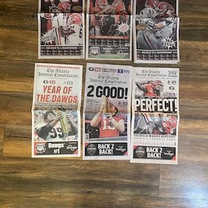 Georgia Bulldogs Football 2021-2022 And 2022-2023 AJC Limited Edition Newspapers. 6 Original First Run Newspapers. In Hand. Ship In 2 Days.