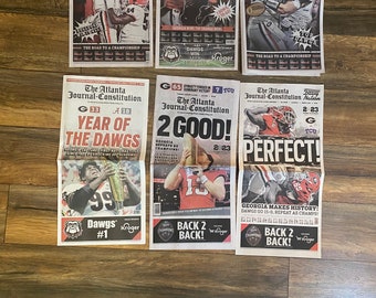 Periódicos AJC de edición limitada de los Georgia Bulldogs Football 2021-2022 y 2022-2023. 6 periódicos originales de primera tirada. Disponibles. Envío en 2 días.