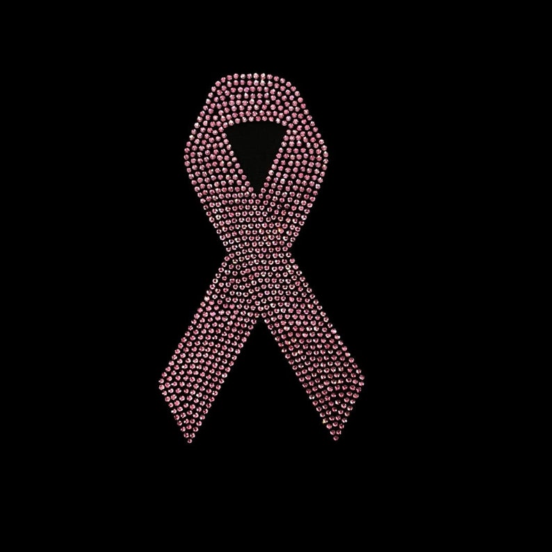 Cancer Ribbon Rhinestone Breast Cancer Ribbon, Rhinestone Pink Ribbon , Heat Transfer Decal ...
