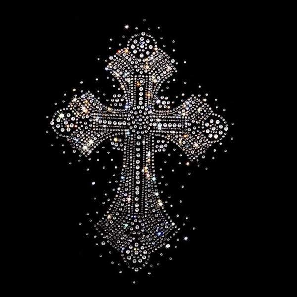 Croix en cristal, applique croix en strass, applique pour transfert de chaleur, applique en croix pour transfert de chaleur, strass sur transfert croisé
