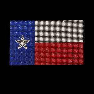 Texas flag rhinestone design iron on patch , heat transfer bling Texas flag transfer , hot fix Texas flag applique bedazzle Texas flag