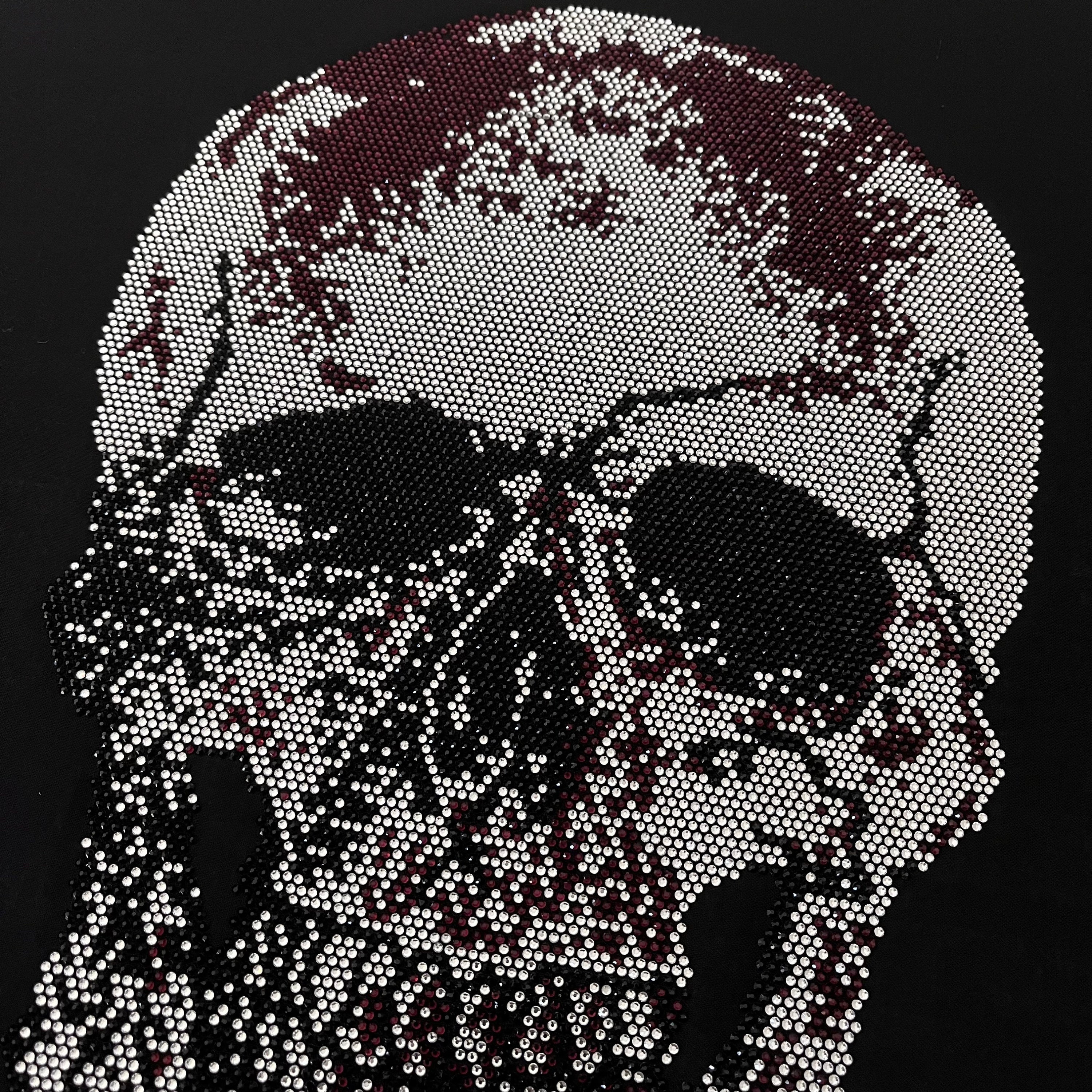 Skull Rhinestone Transfer Skeleton Design Iron on Transfer , Bling Crystal Skull Applique , Heat ...