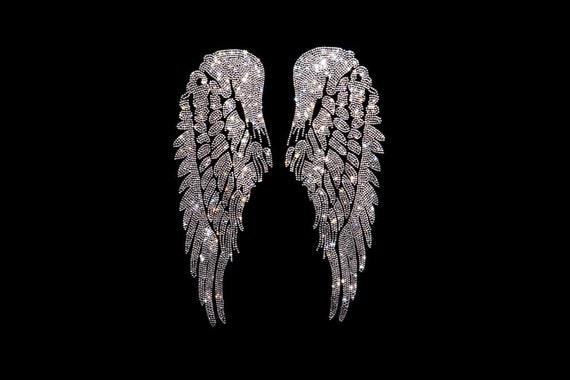 Diseño de pedrería de ala de ángel de cristal ab, hierro en alas de ángel de