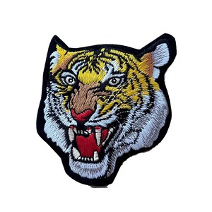 Tiger embroidery iron on patch , heat transfer tiger applique , sew on tiger small patch, gift for her and him