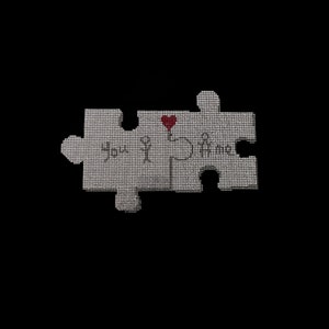Puzzle Love Rhinestone Iron on Transfer Heat Press Crystal bling Applique for Shirts Jackets DIY Clothing Patch 7.5” x 11”