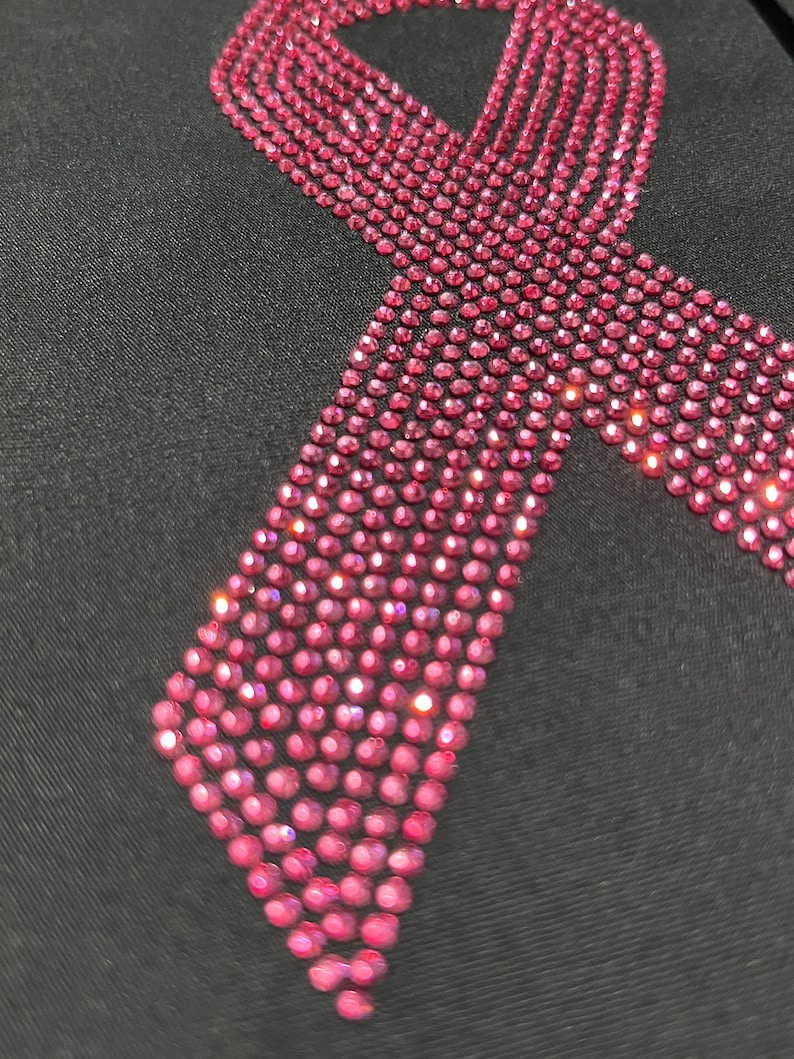 Cancer Ribbon Rhinestone Breast Cancer Ribbon, Rhinestone Pink Ribbon , Heat Transfer Decal ...