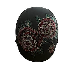 Red Rose Bling Helmet Cover: Stylish Biker/Equestrian Accessory