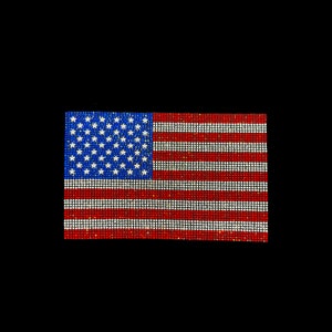 USA flag iron on design , rhinestone American flag , hot fix crystal flag design, heat transfer applique , gift for him and her