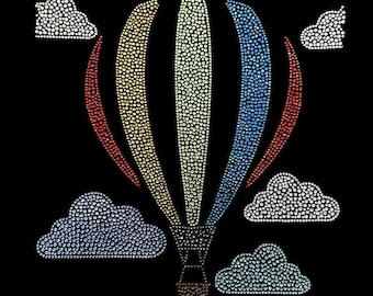 Rhinestone Air Balloon Rhinestone Patch, Iron On Transfer (10x10)