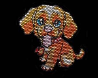 Lindo perrito con diamantes de imitación termoadhesivos, moda DIY (8.5” x 8”)