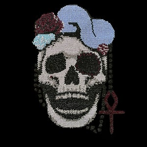 Crystal Skull Rhinestone Heat Transfer design for clothes, iron on skull patch ,heat transfer skull decal transfer, Customization bling