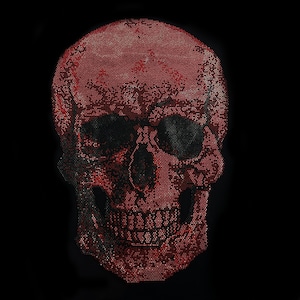 Red skull heat transfer design , iron on skull applique , hot fix skull , DIY rhinestone, red skull patch , custom shirt rhinestone designs