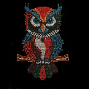 Owl mix rhinestone transfer design , iron on rhinestones transfer sheet , hot fix crystals transfer ,iron on patch , heat transfer blings