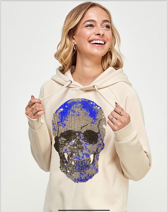 Sudadera con capucha de calavera con diamantes de imitación