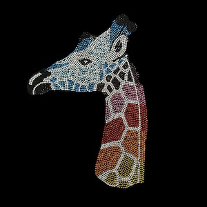 Rhinestone giraffe iron on design , hot fix crystals, rhinestone heat transfer design , rhinestone iron on , heat transfers for clothes
