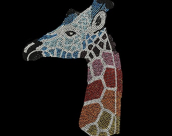 Strass Giraffe zum Aufbügeln, Hot-Fix-Kristalle, Strass Bügelbild, Bügelbild Strass, Bügelbild Bügelbild