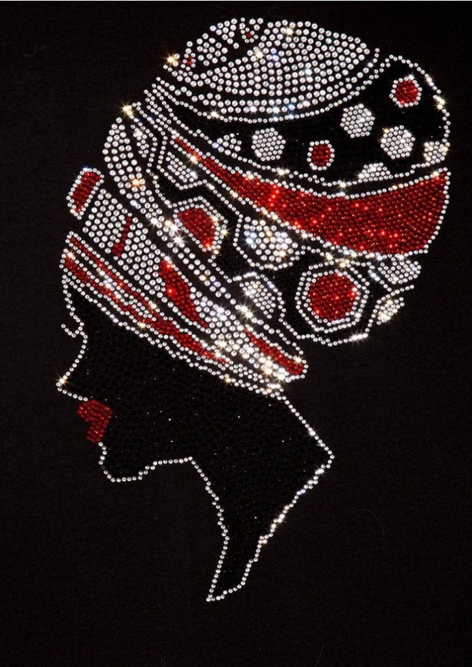 Afro Girl Rhinestone Iron on Heat Transfer, Bling Applique, African ...