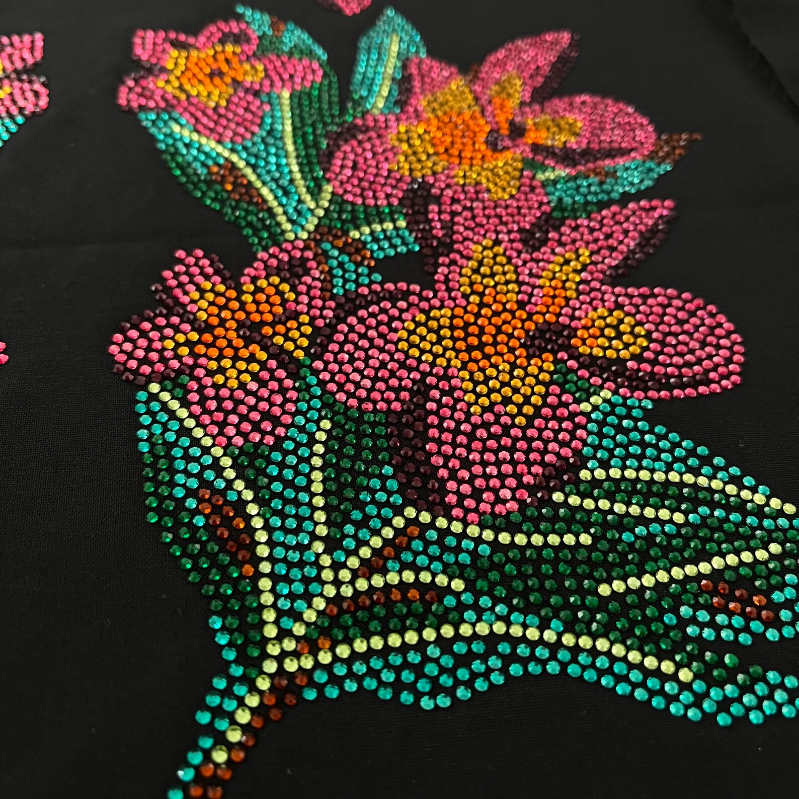 Pink Lily Rhinestone Iron on Transfers DIY Clothes Appliqué (11.5x10.5 ...