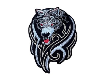 Wolf Embroidery Iron-On Patches  Tribal Motif Applique