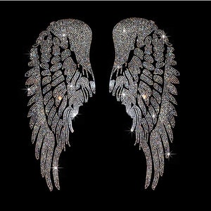 Angel wing rhinestone heat transfer patch , Bedazzled Angel Wings - Heat Transfer Rhinestone Applique , bling angel wing patch