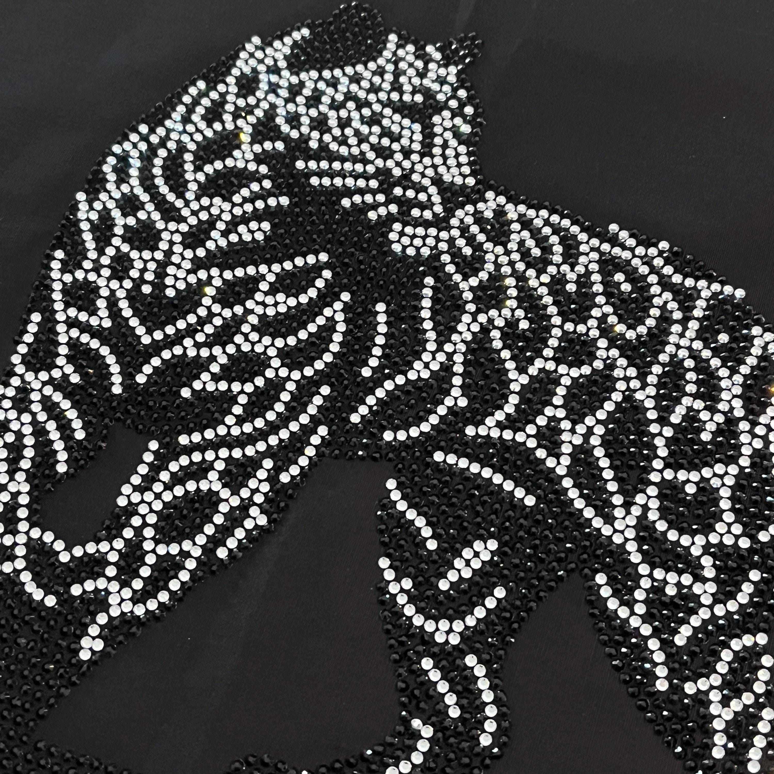 Tiger Rhinestone Black Tiger Rhinestone Iron on Transfer Motif (9