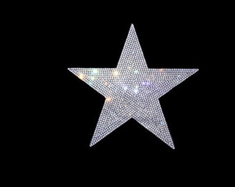 Parches termoadhesivos con forma de estrella de diamantes de imitación, apliques de cristal brillante, diseño de estrella pequeña de 4 x 4 pulgadas