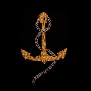 Iron on anchor Design , hot fix motif, Anchor rhinestud motif ,anchor design for shirts ,sailor heat transfer designs ,iron on hot fix motif