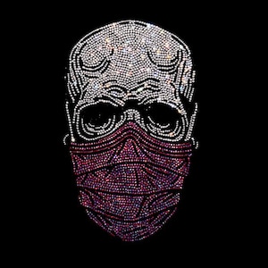 Skull design iron on rhinestone transfer , hot fix crystal skeleton patches for clothes