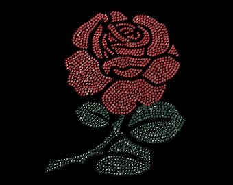 Blingy, OVER THE TOP Custom-made Rose\'s! Amazon.com: Red Flower Rhinestone Iron on Patch, Bling  main image 2