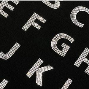 Letras de diamantes de imitación de 2", letras de transferencia de calor, apliques de cristal para fijar con calor para ropa, letras brillantes, letras deslumbrantes, alfabeto para planchar