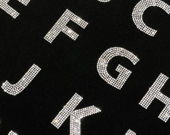 2" Rhinestone Iron on Letter, Crystal Heat Transfer Applique