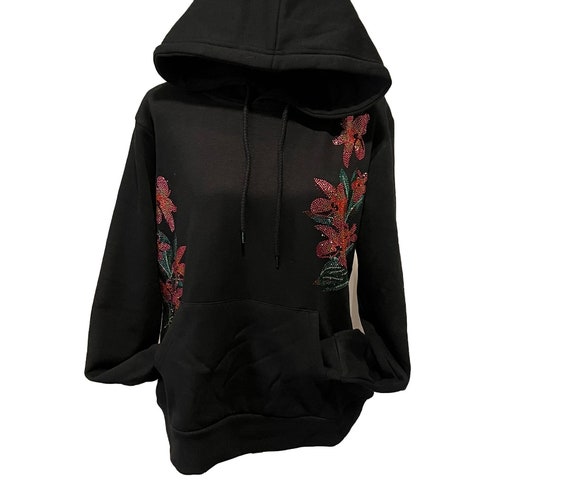 Black hotsell flower hoodie