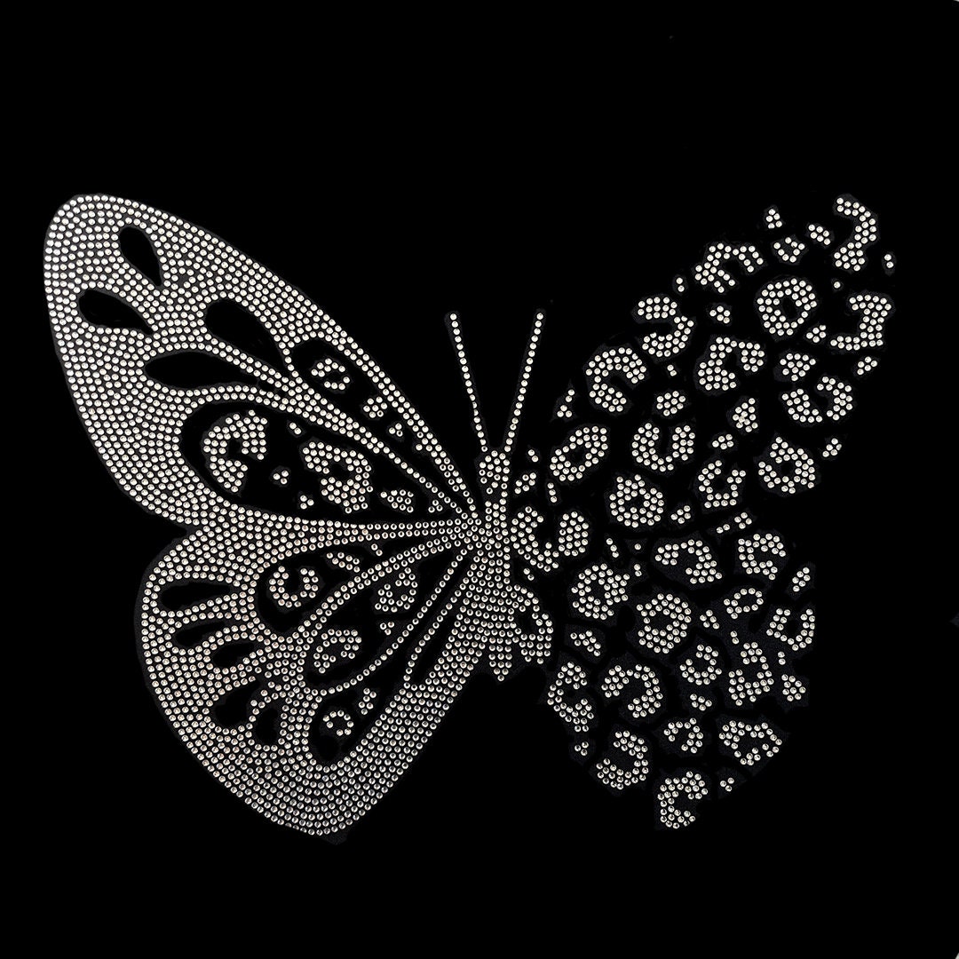 Iron on Rhinestones Bling Butterfly Decal Emblem for DIY
